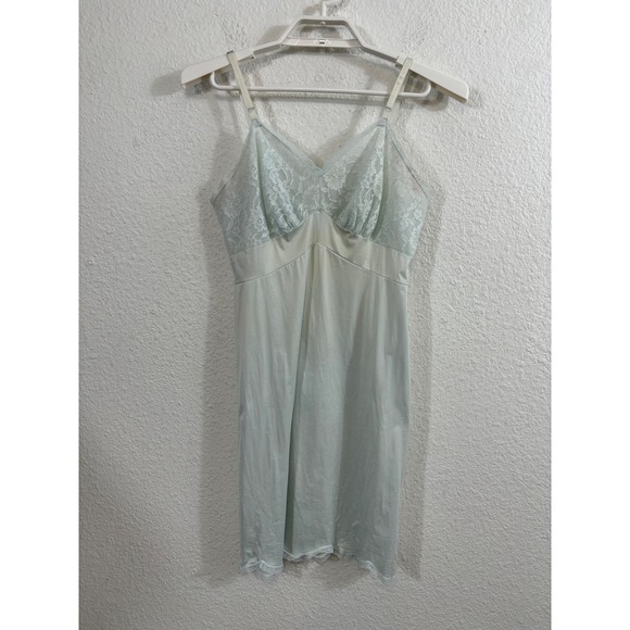 Other - Vintage Tricot All Nylon Blue Lace Lingerie Slip Dress Size 34 S